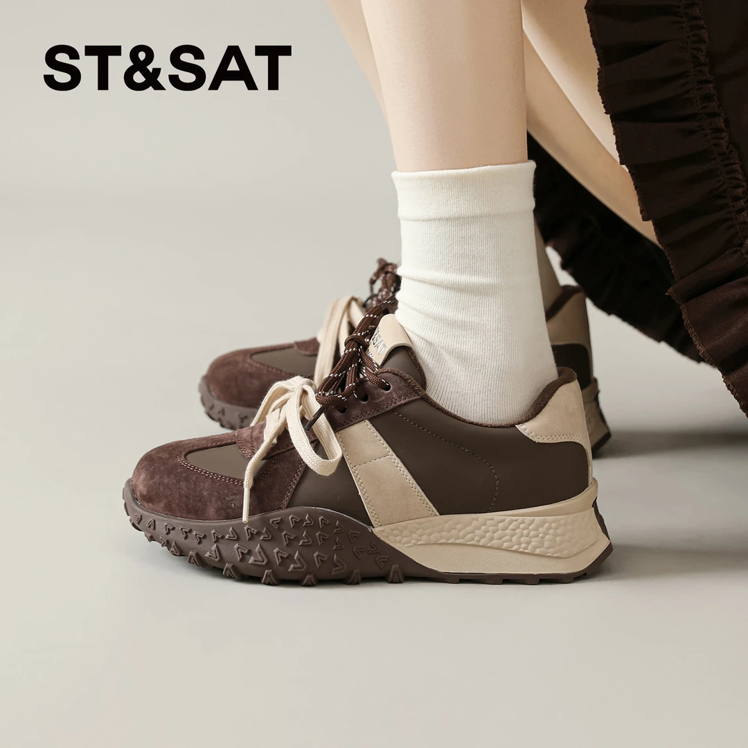 星期六复古加绒德训鞋女2025秋冬小个子增高阿甘鞋百搭休闲运动鞋