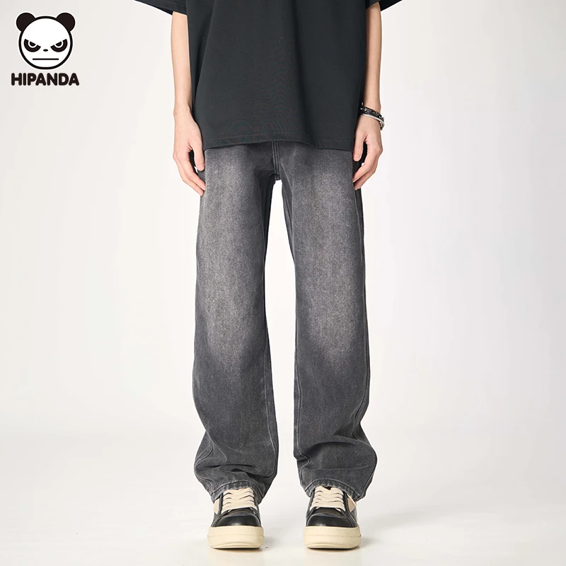 Hi Panda牛仔裤夏季潮牌美式高街爆款宽松直筒裤子显瘦舒适男长裤