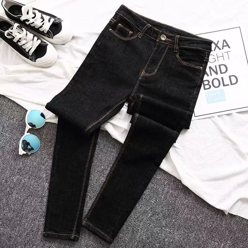 牛仔裤秋冬水洗潮流新款百搭修身小脚潮牌黑色休闲裤子