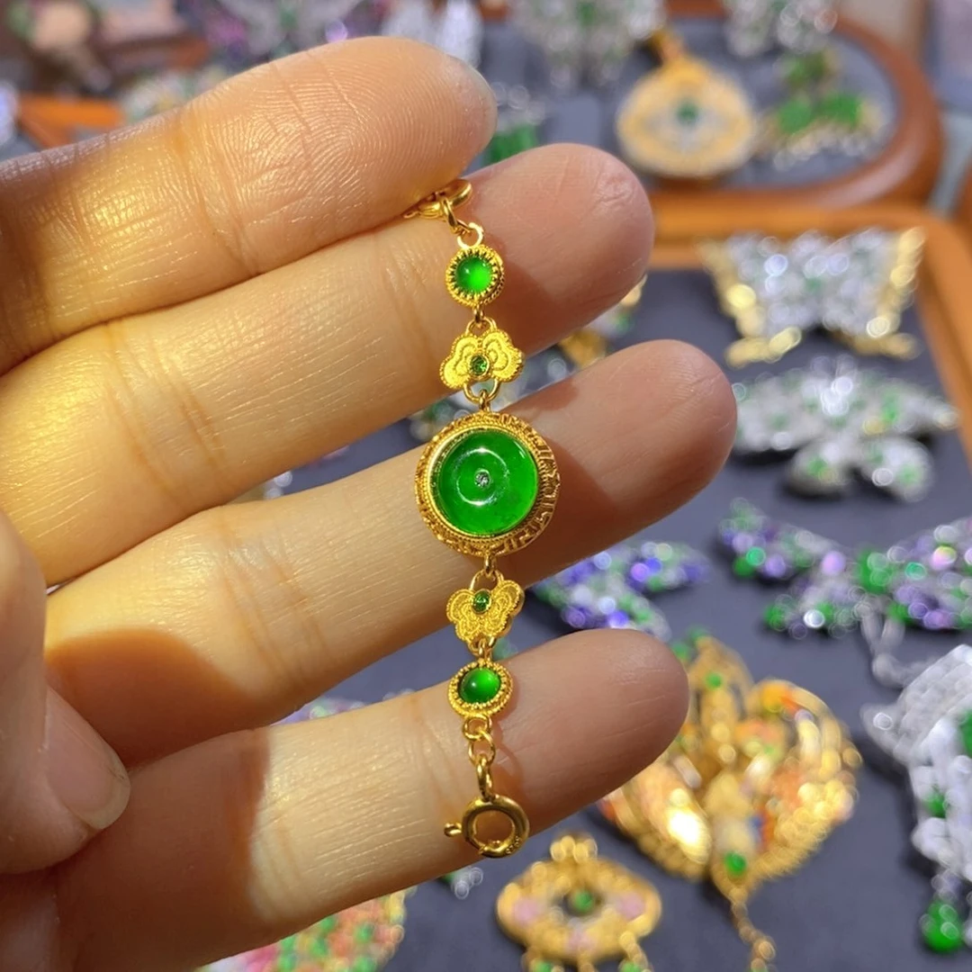 吊坠(不含链)银S925镶嵌翡翠