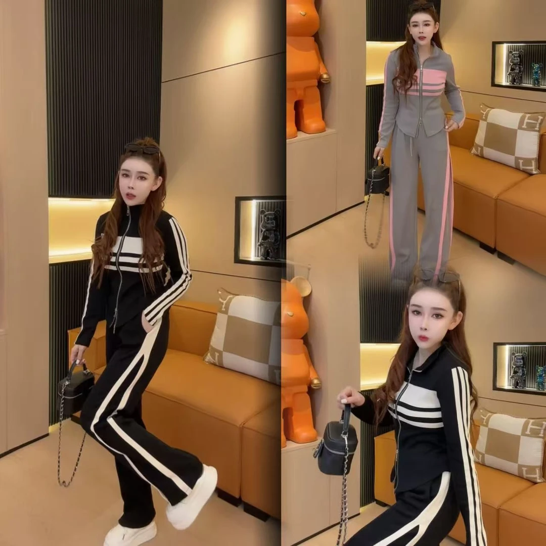 紫哥ZIGE欧货立领拼色显瘦套装XB#2503