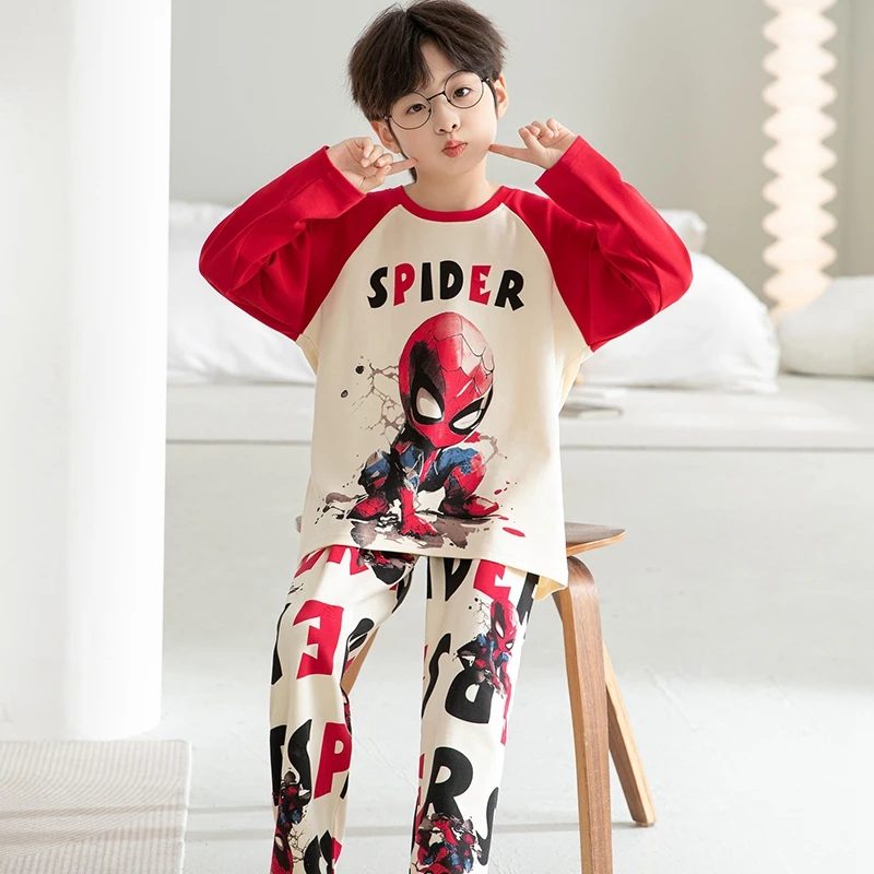 男童睡衣春秋儿童纯棉家居服套装大童薄款长袖空调服男孩2025新款