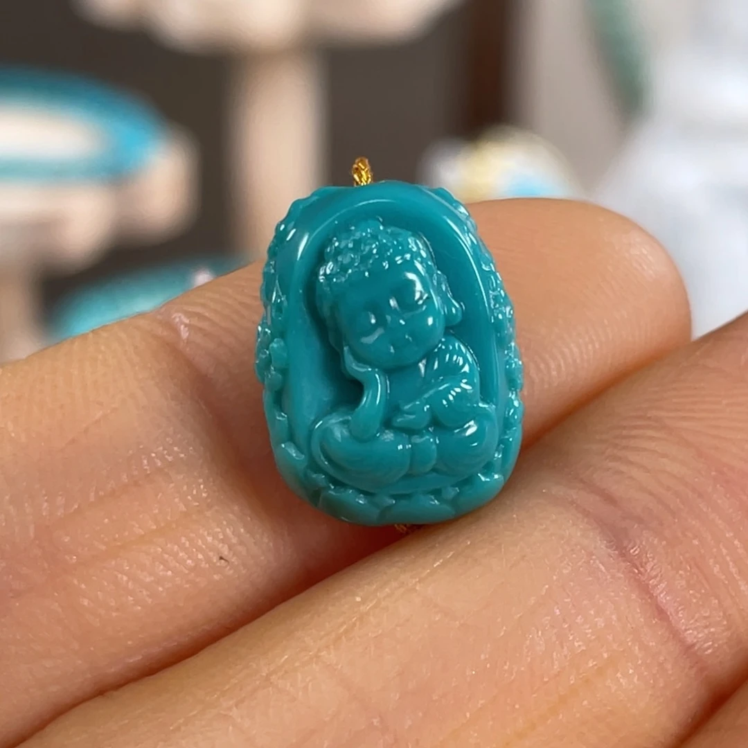 绿松石未镶嵌套链高瓷高色双面佛