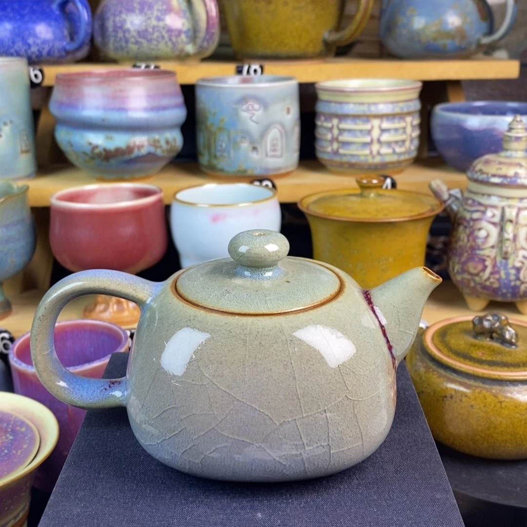 精***长陶摆件高超钧窑中原壶