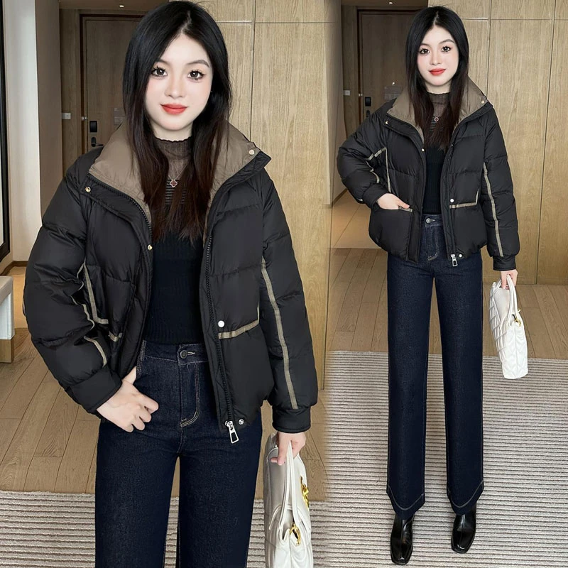 时尚舒适棉服女2025冬款新款时髦洋气宽松显瘦小个子短款加厚棉服