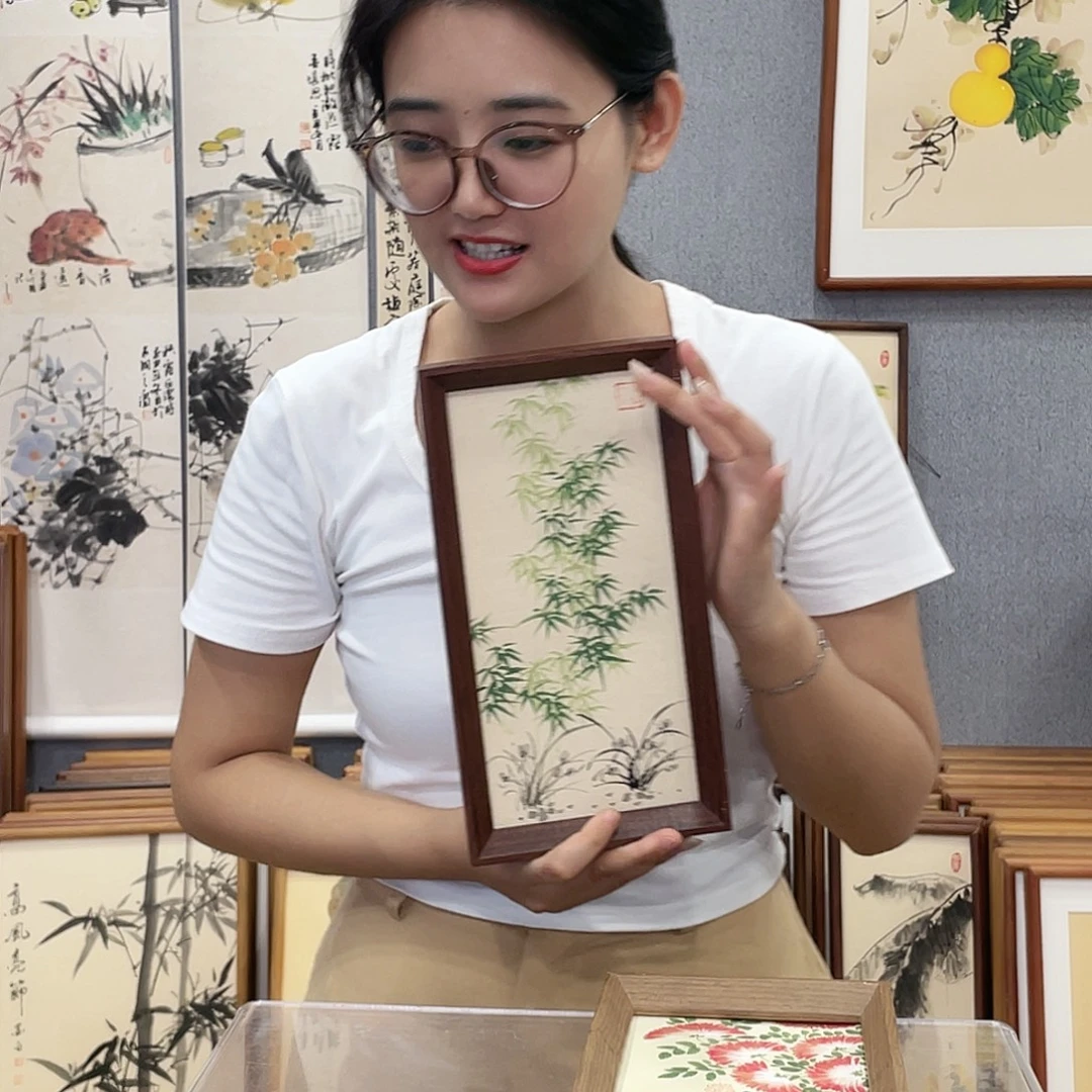 书法手绘带框尺寸：16*29