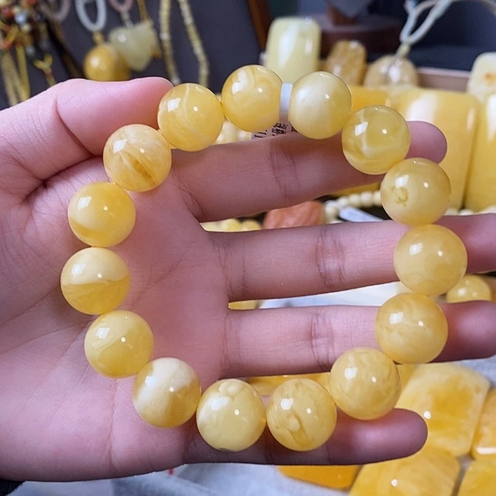 琥珀未镶嵌裸石手串