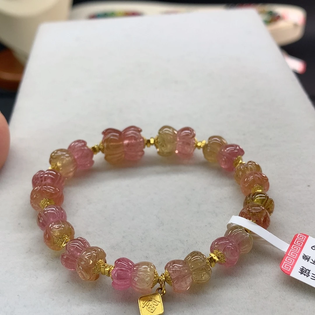 【闪购商品】未镶嵌手链碧玺西瓜莲花单圈