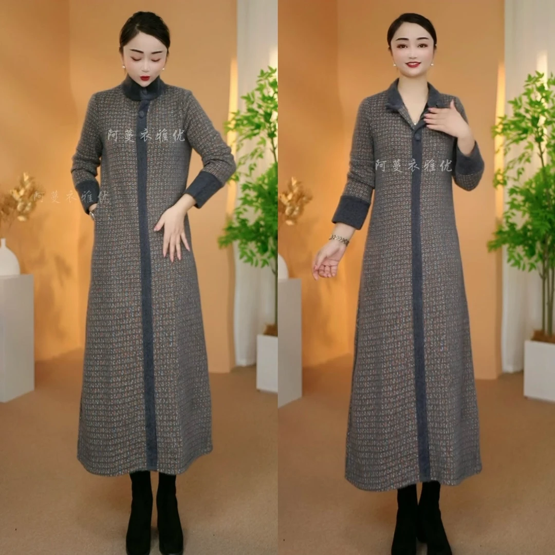 【衣雅严选】8222-2575#新款加厚宽松大版显瘦遮肉优雅连衣裙