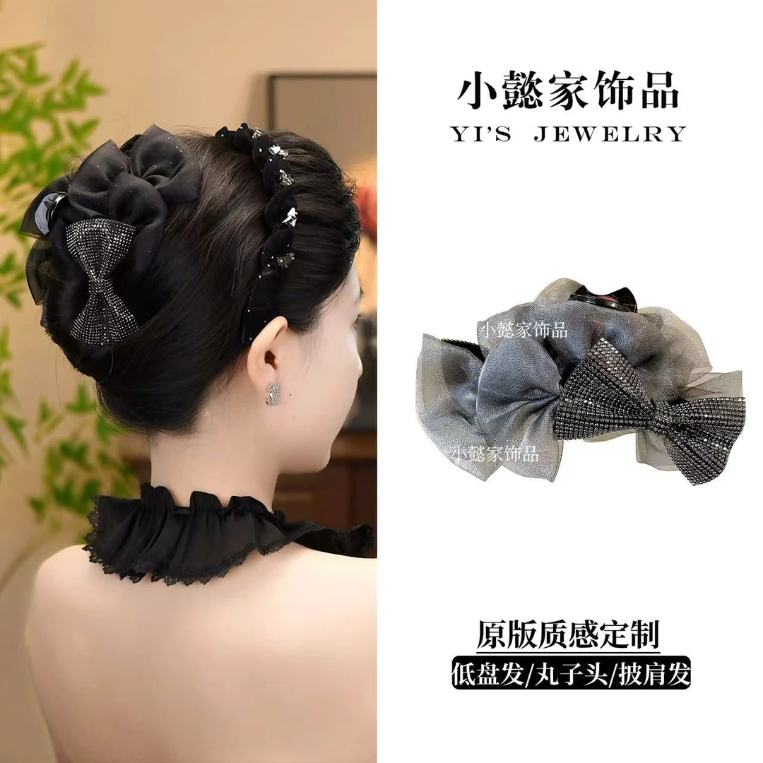 小懿家甄选【星光】气质时尚蝴蝶结抓夹轻奢透纱手工发夹发卡头饰