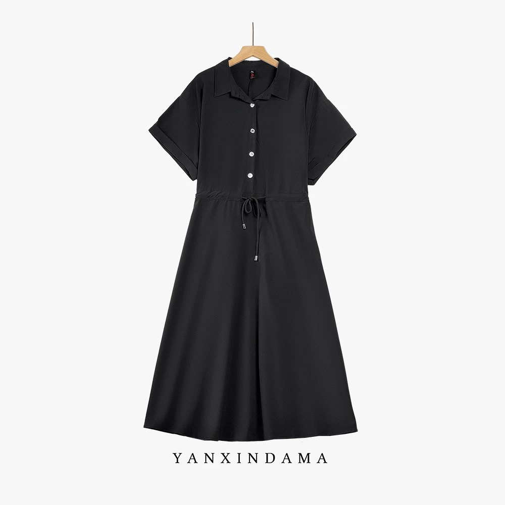 【岩心】大码女装290斤胖MM韩版时尚气质收腰显瘦雪纺连衣裙1035#