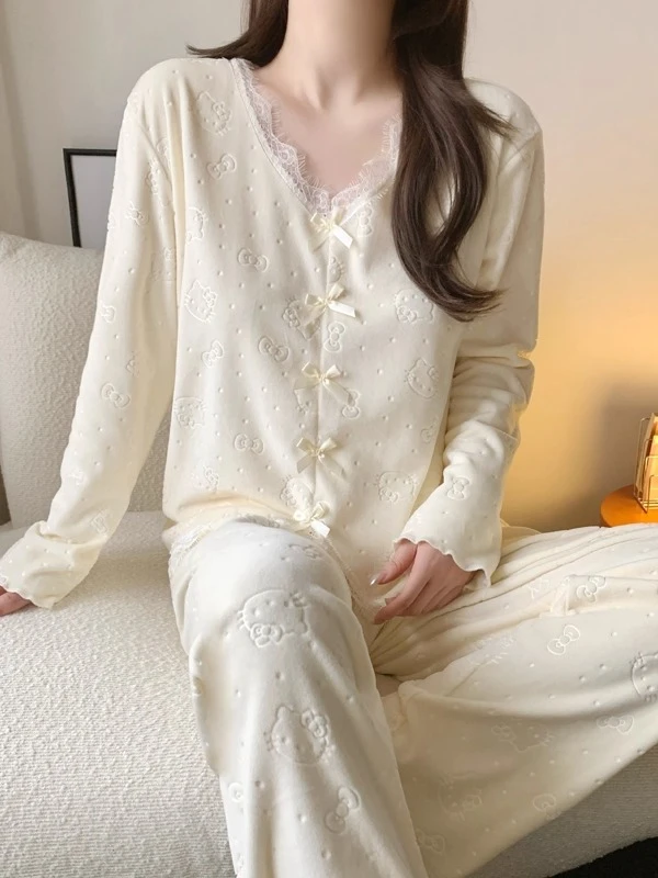 甜美小香风海岛绒睡衣女士秋冬季薄绒款保暖套装珊瑚绒2025新款