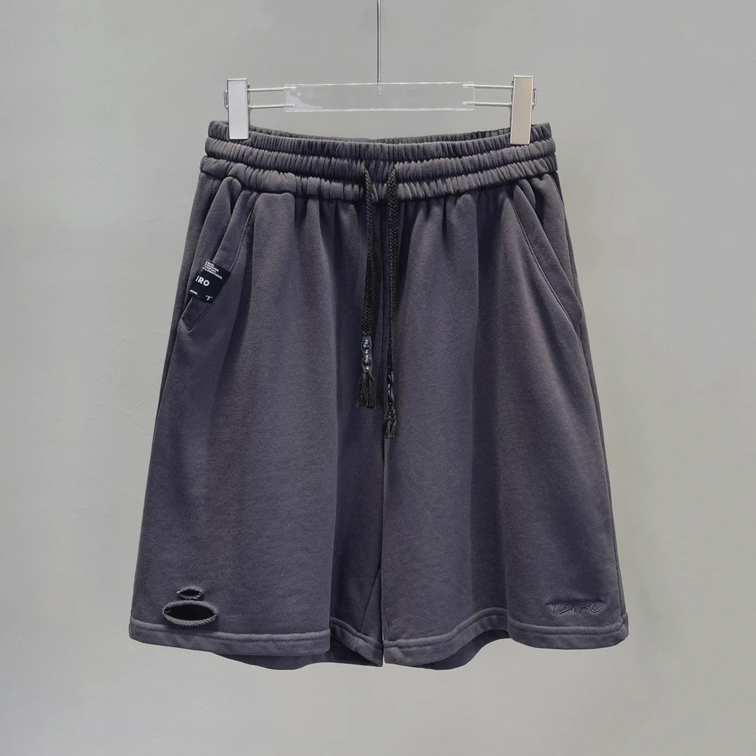 TDIRO原创设计纯棉水洗宽松做旧磨破潮牌男女短裤夏季
