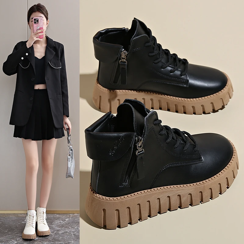 高帮工作鞋子女厨房防滑软底黑色上班不累脚女鞋秋季新款2025爆款