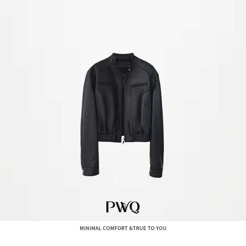 【墨尔本骑士】皮衣半高领长袖拉链款绵羊皮外套WQ-2590699-QP