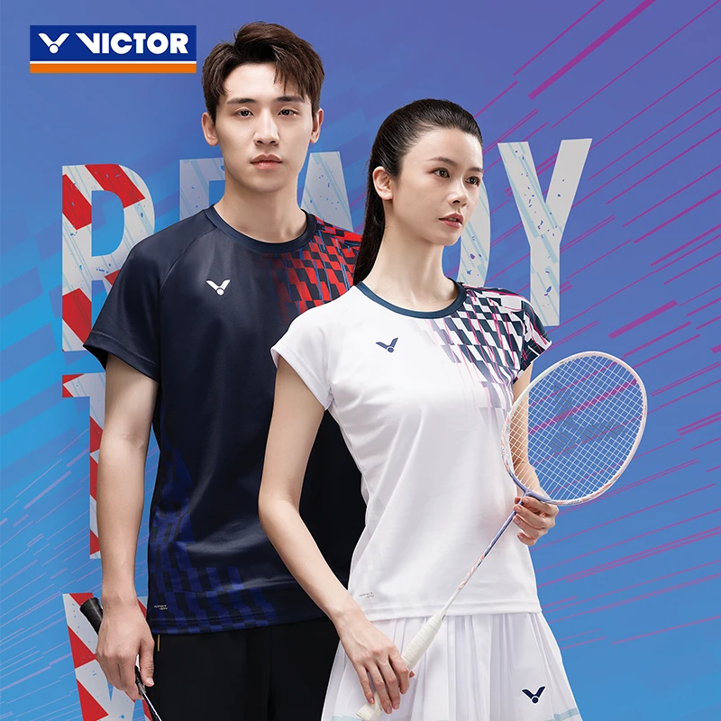 victor胜利羽毛球服2025年男女款速干大赛服短袖T恤T-50001TD