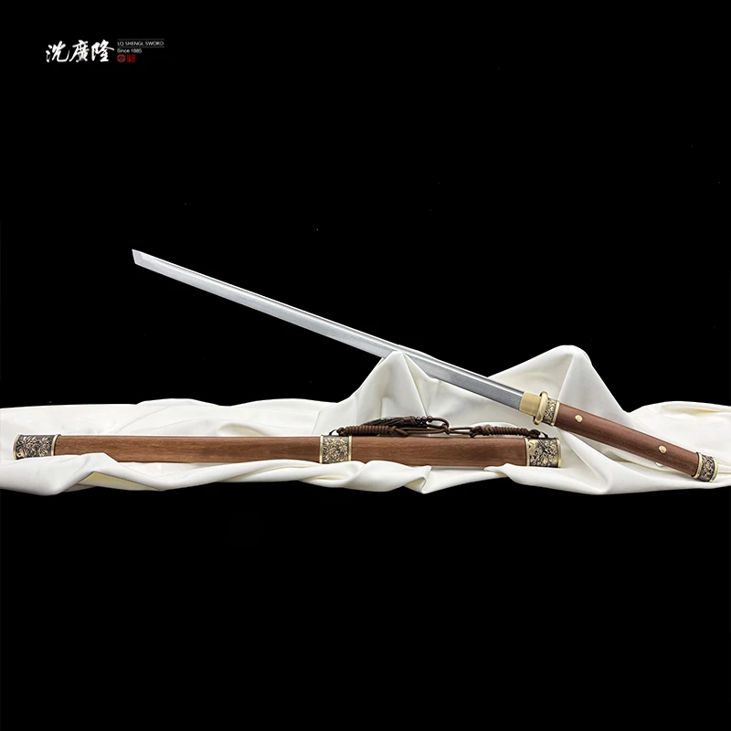 龙泉沈广隆-富贵唐刀 花纹钢 黄铜 重蚁木 唐横刀 宝剑 未开刃