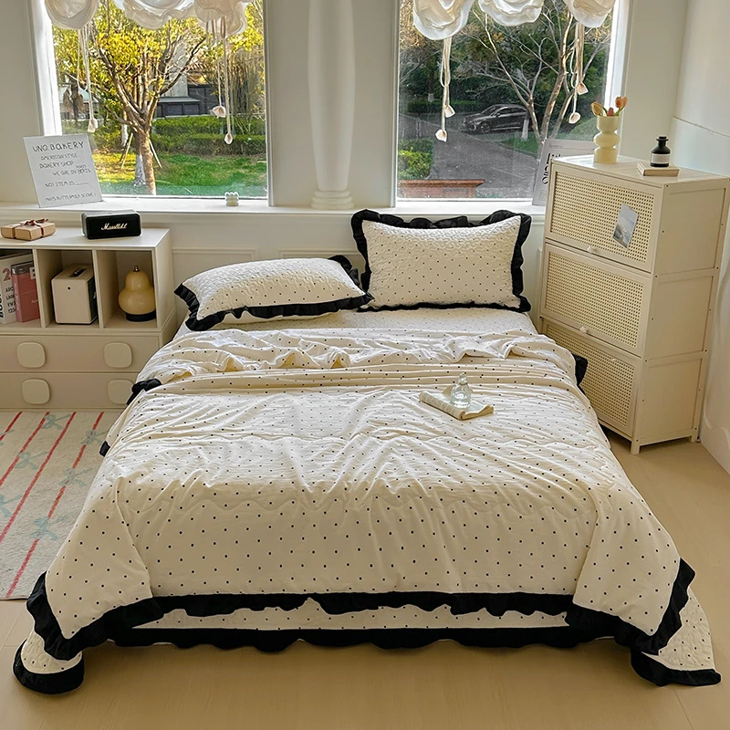 夏季新款法式印花床盖夏凉被四件套柔软亲肤一体薄被子透气可机洗