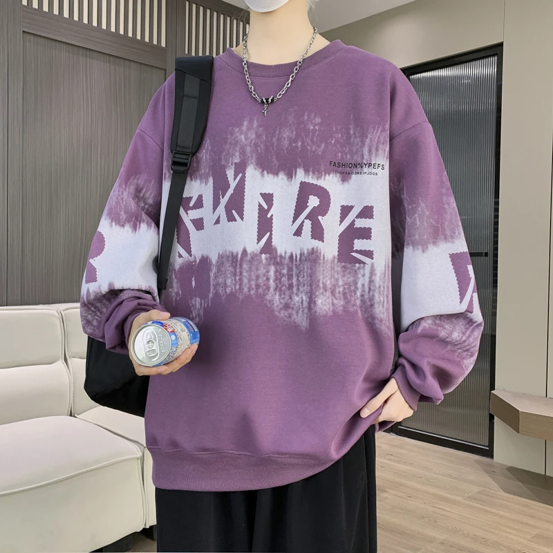 男高中生秋季长袖卫衣春秋季宽松男士卫衣百搭圆领套头卫衣休闲男