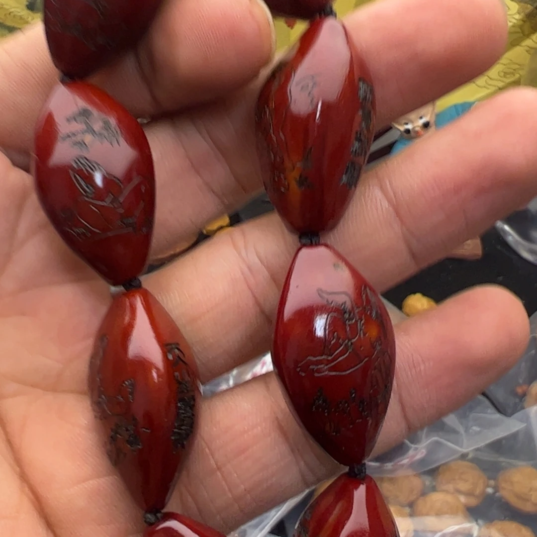 橄榄核手串/手链枣红铁美女