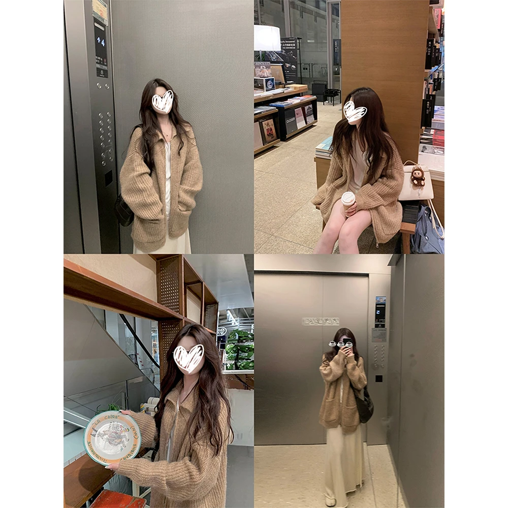 【Ro系开衫】软糯感拉链针织毛衣外套慵懒调调开衫上衣女22162#