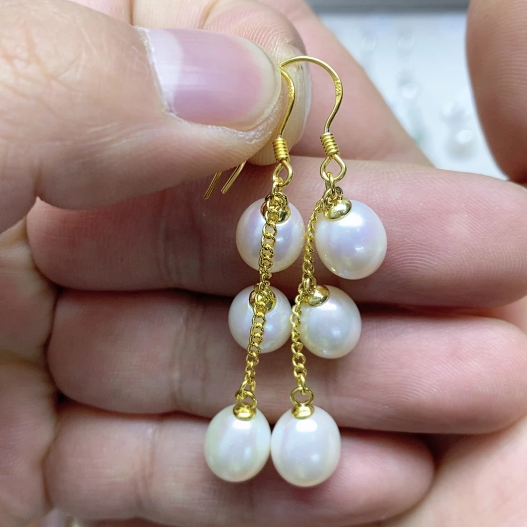 淡水珍珠耳饰银S925镶嵌