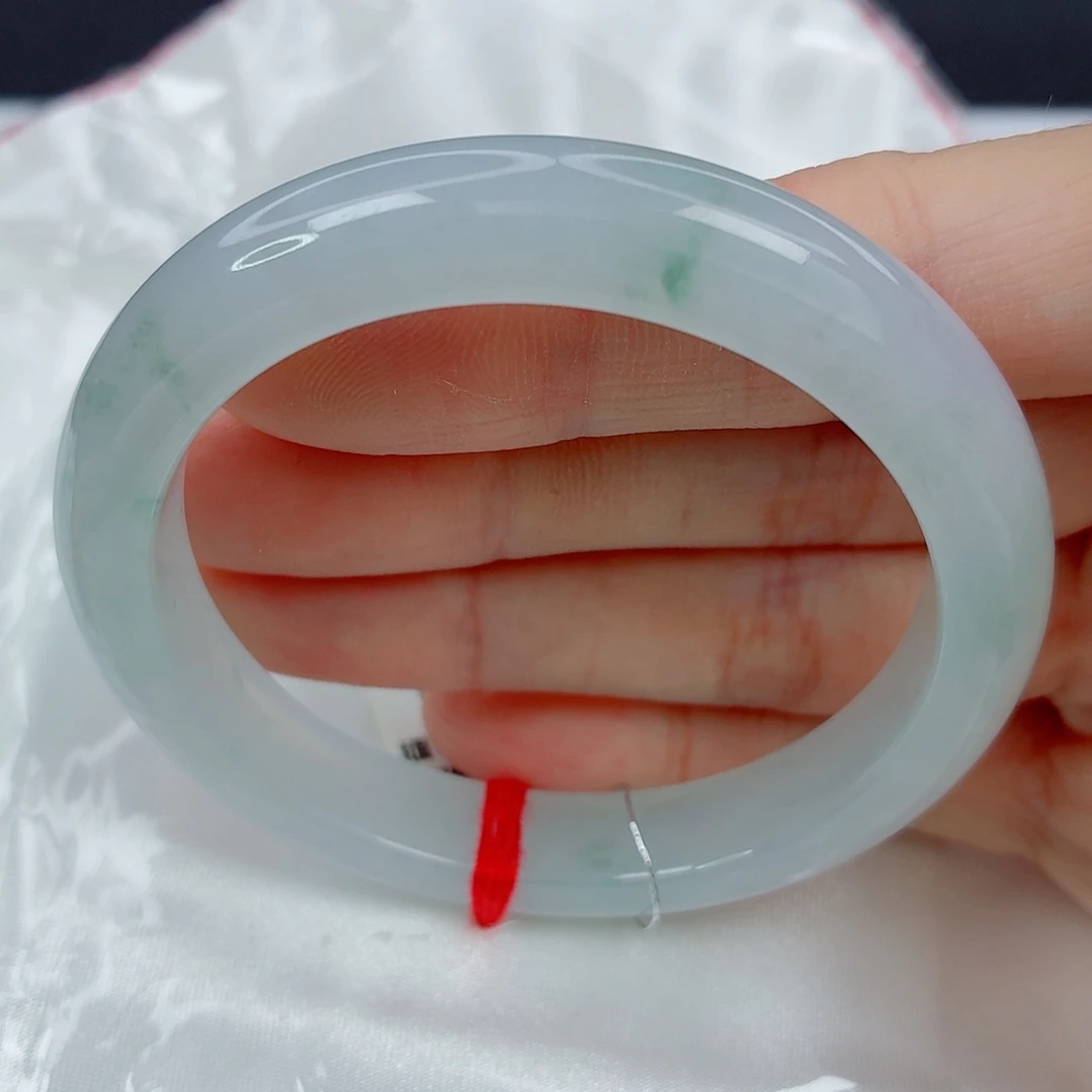 翡翠未镶嵌手镯51.8贵妃，冰胶淡粉底，强推，010