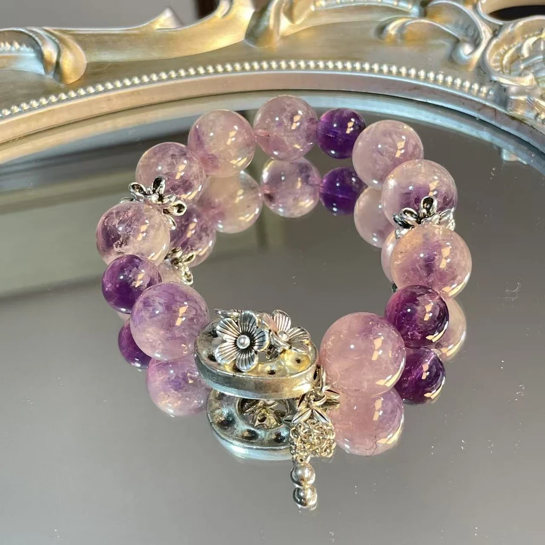 15mm+紫兔毛水晶手串1461 颜色微差 多样性发一