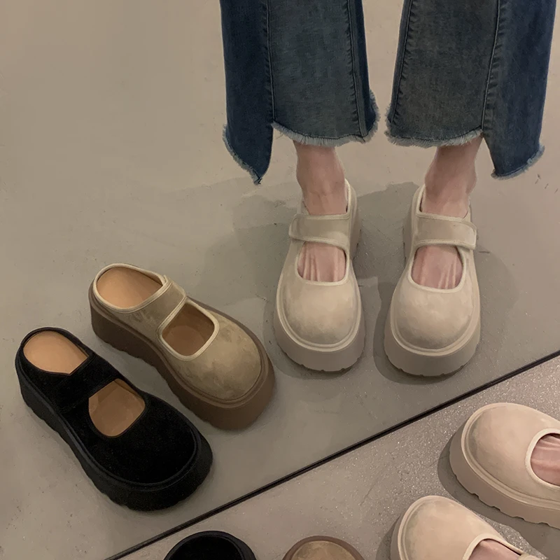 贾不假包头半拖鞋女夏外穿2025新款超火春季穆勒鞋厚底增高凉拖鞋