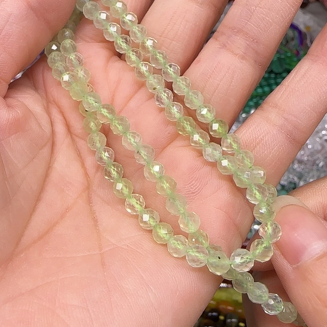 玛瑙/玉髓合金珠宝半成品葡萄石4mm一条
