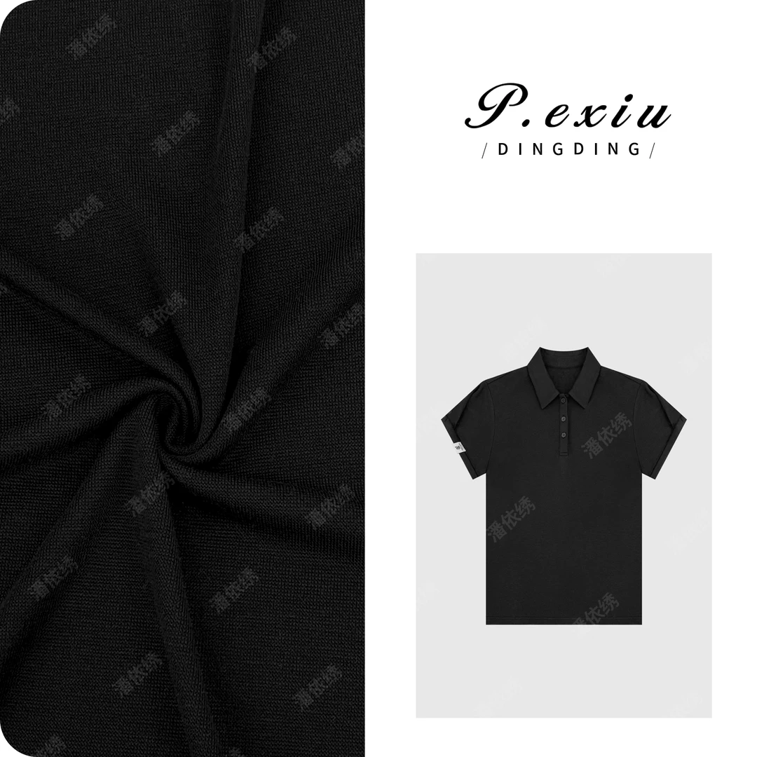 PanYiXiu/潘依绣天丝-羊毛英伦风Polo领短袖T恤 W-62838