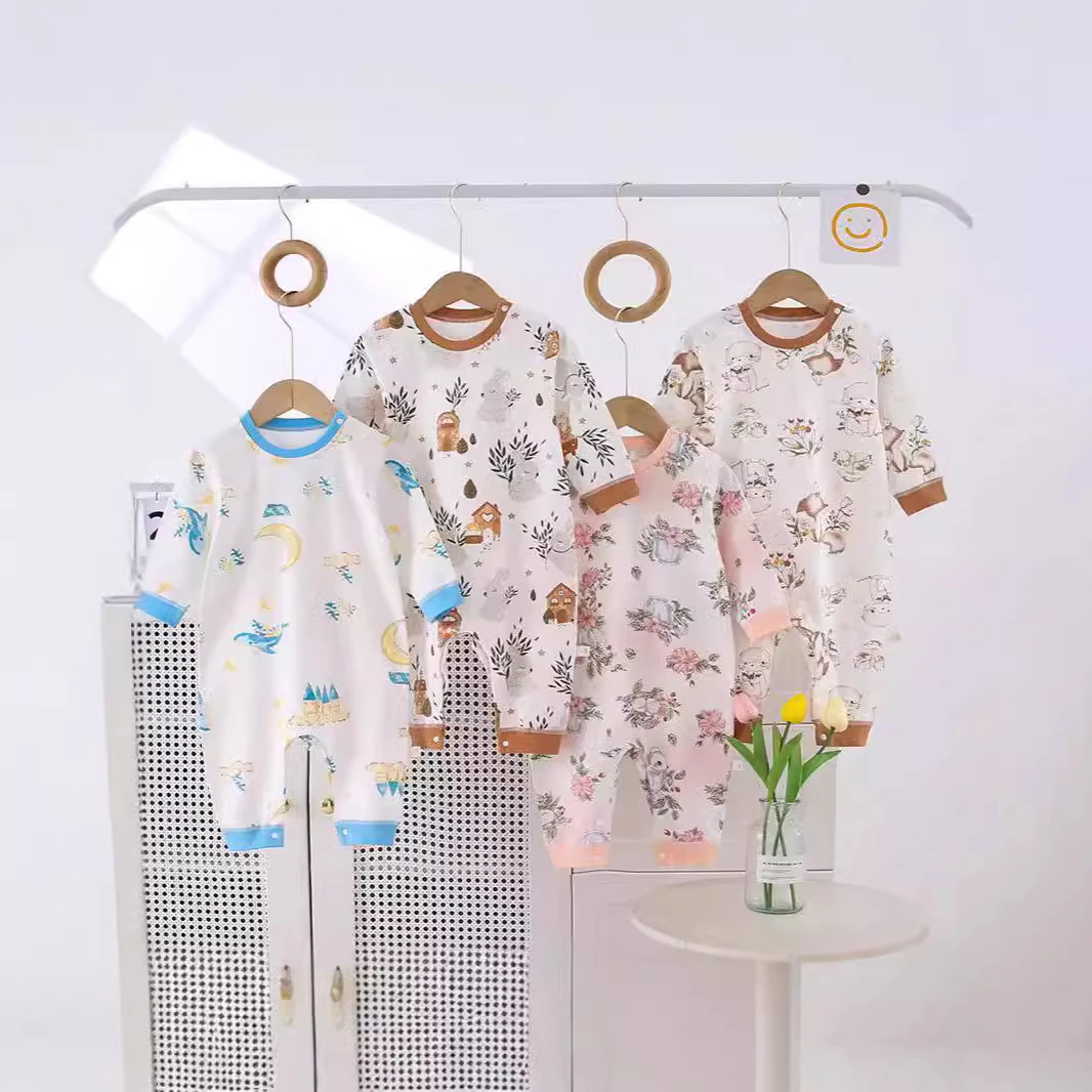 春夏款儿童连体睡衣单层纯棉长袖宝宝睡袋男童女童四季通用a类