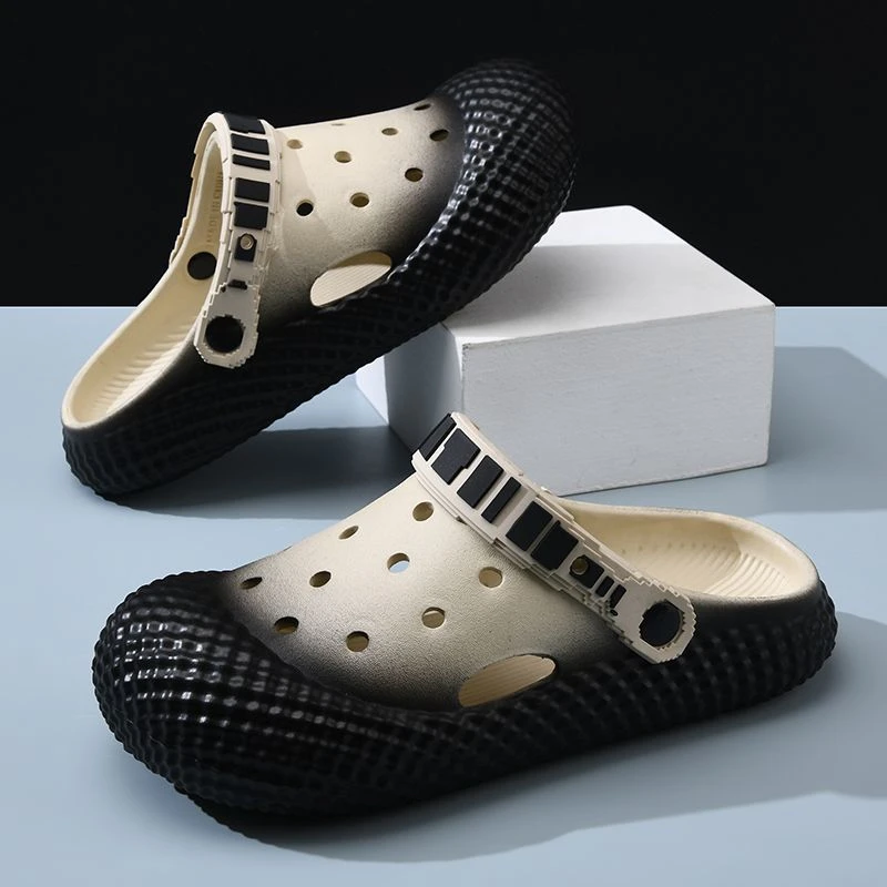 夏季新款洞洞鞋两穿软底凉拖情侣户外外穿街头风男女生防滑凉拖鞋