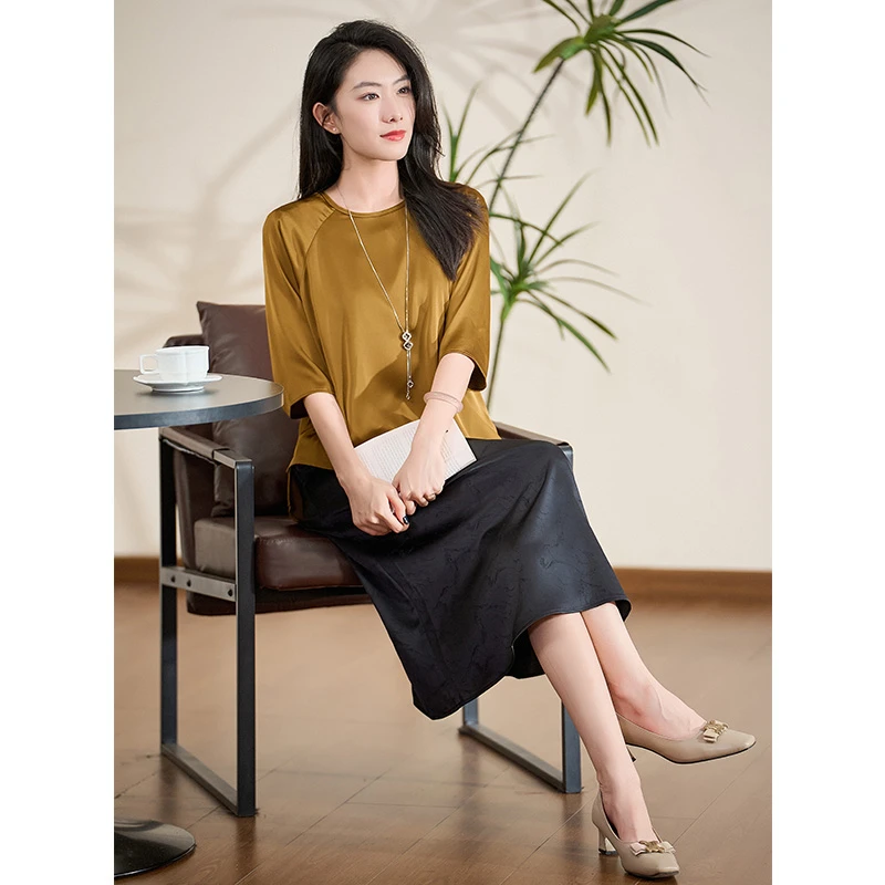 2025春季上新轻奢显瘦高级高贵黑色+黄色连衣裙#CTZ17752