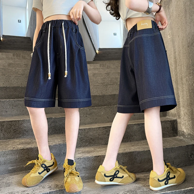 儿童夏装大女童装天丝柔软牛仔短裤夏季薄款裤子2025新款五分中裤