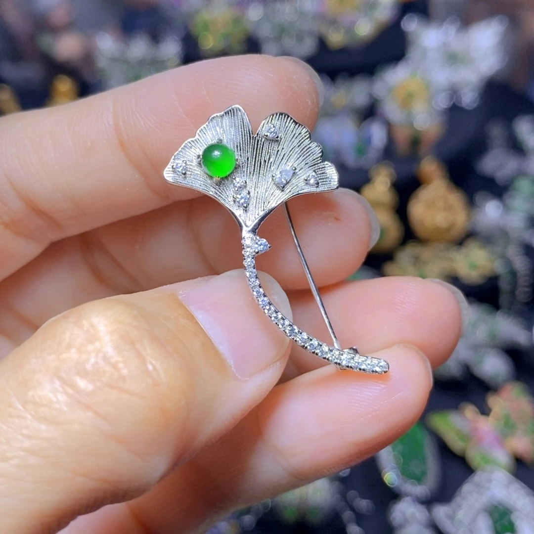 翡翠银S925镶嵌套链天然翡翠