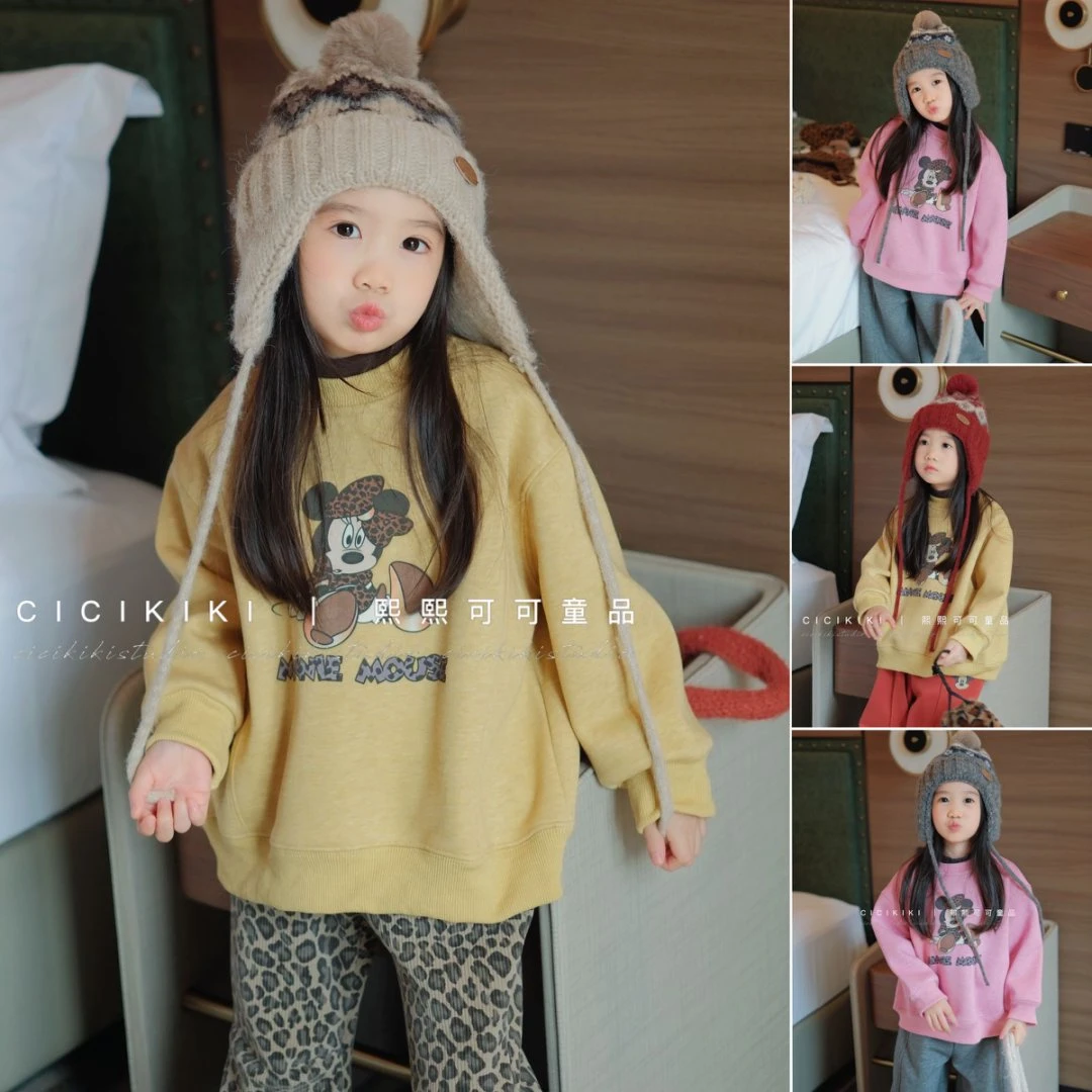 【熙熙可可】2025新款儿童冬季韩版休闲糖果色加绒套头卫衣 WY2545