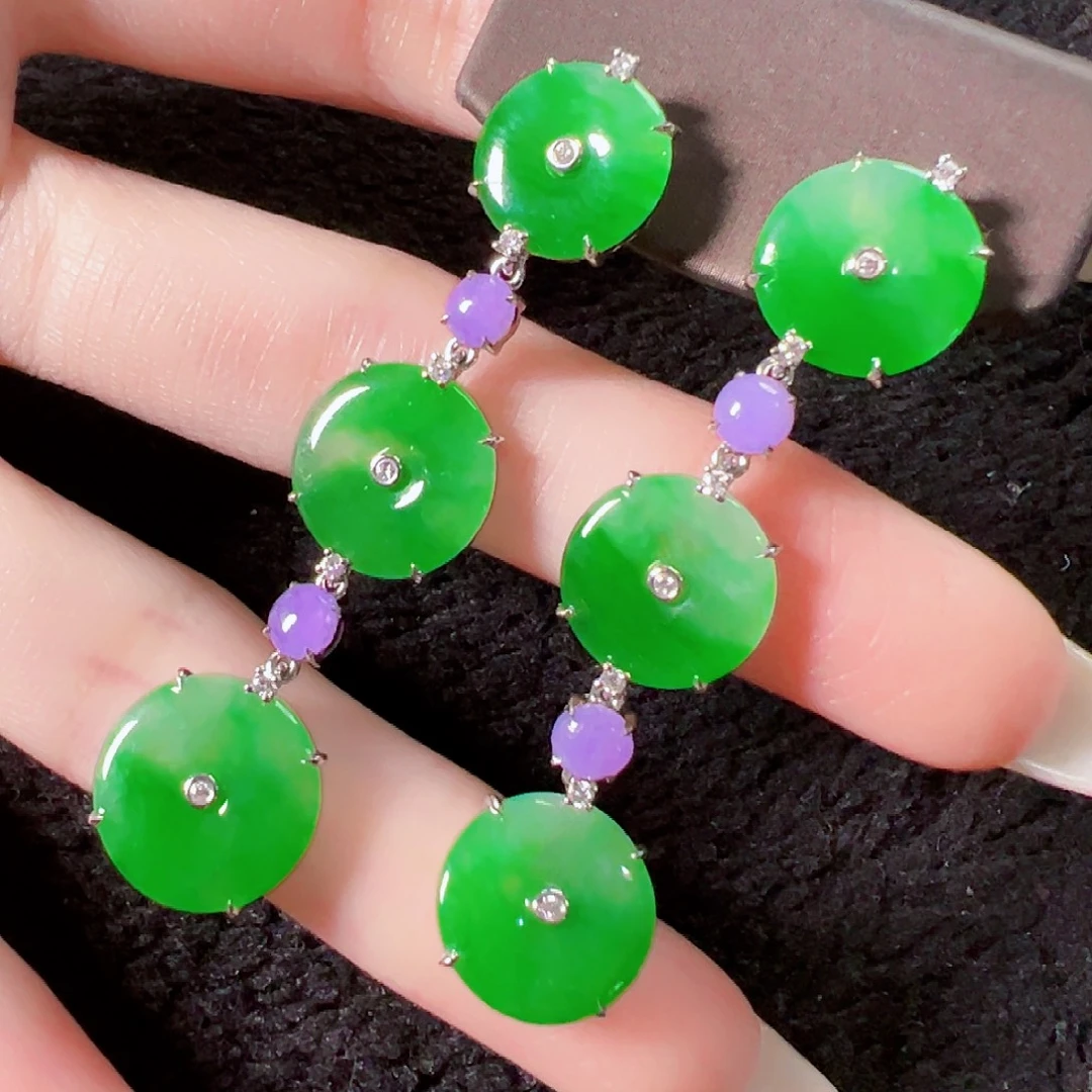 翡翠18K金镶嵌耳饰签收后24小时鉴赏期，过时不退