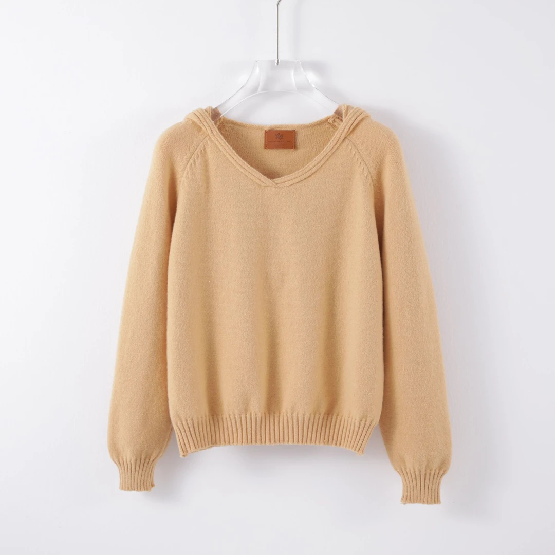 【现货+运费险】韩系简约连帽温柔纯色针织毛针织洋气冬季长袖毛衣