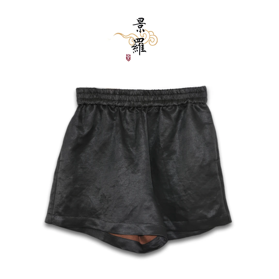 景罗【黑松霞】新款夏季新国风新中式宽松百搭女士桑蚕丝短裤E00035