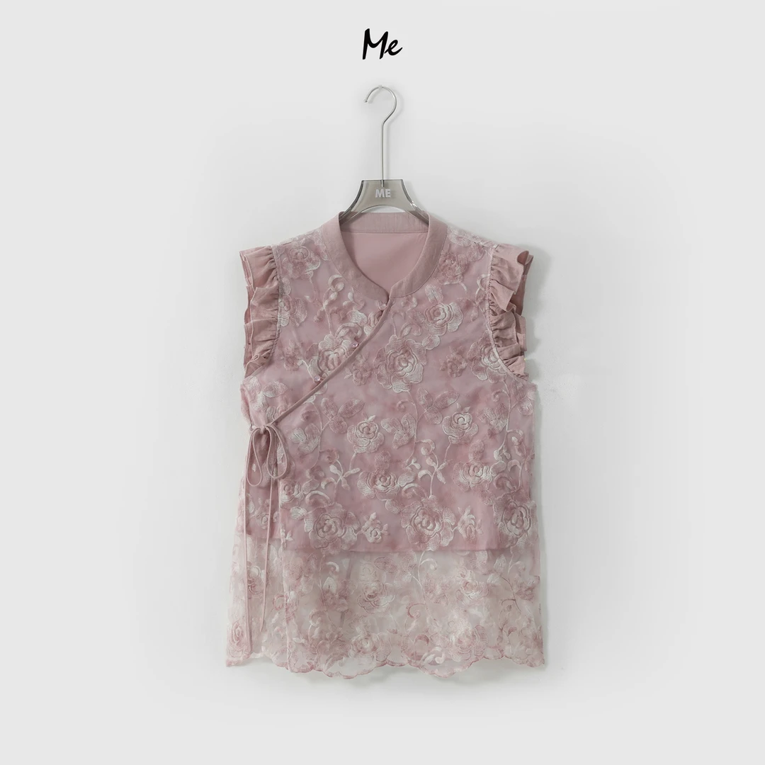 ME【自带高光】炒色刺绣透气新中式显瘦舒适时尚百搭上衣MESS6435