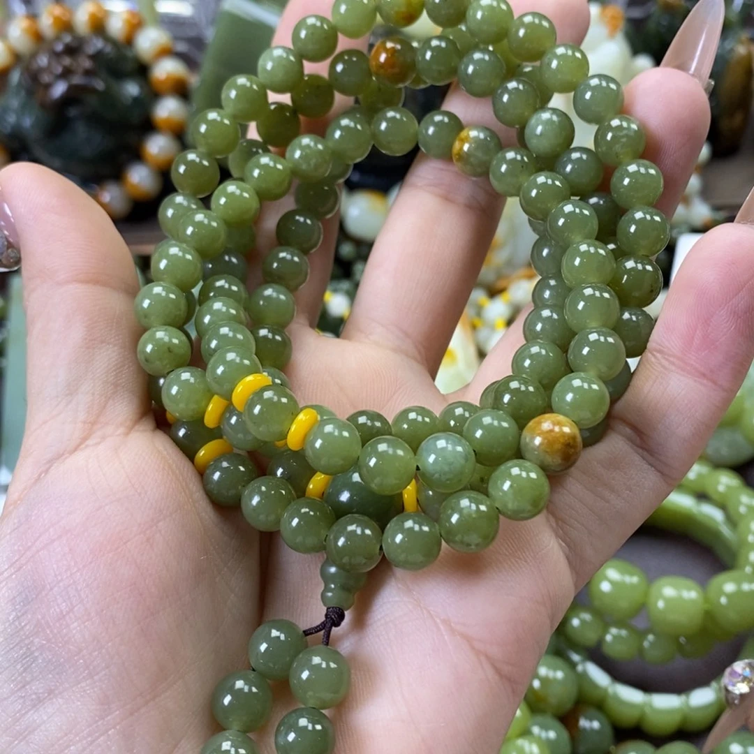 手链未镶嵌透闪石质玉108粒卡8