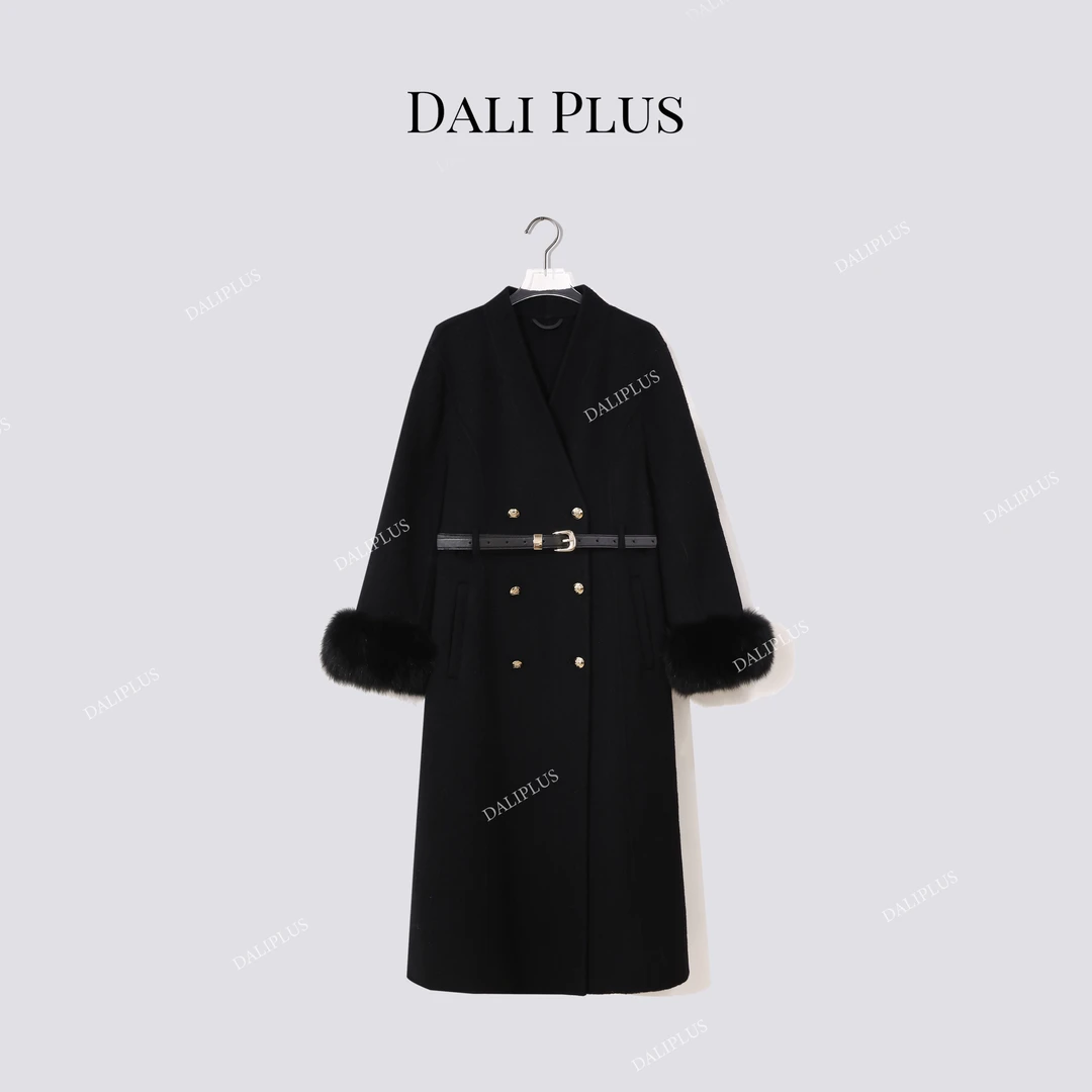 DALI PLUS“骆驼绒+澳毛”中长款轻奢拼接呢外套-D5CH4928-1