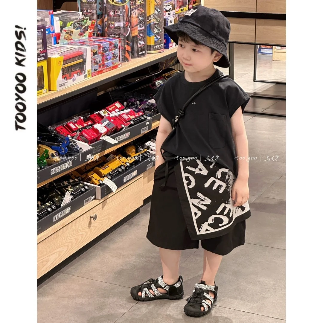 男童夏装新款无袖套装2025背心套装儿童无袖帅气短裤两件套潮M5