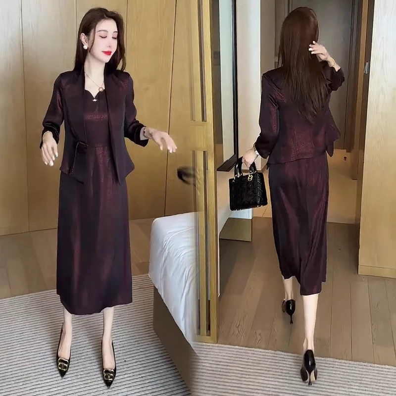 时尚套装裙女2025春夏季新款高级感西装外套连衣裙气质两件套潮