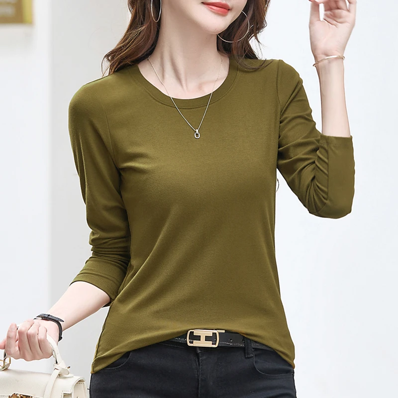 莫代尔打底衫女春秋冬内搭洋气圆领秋衣外穿薄款上衣打底长袖纯色