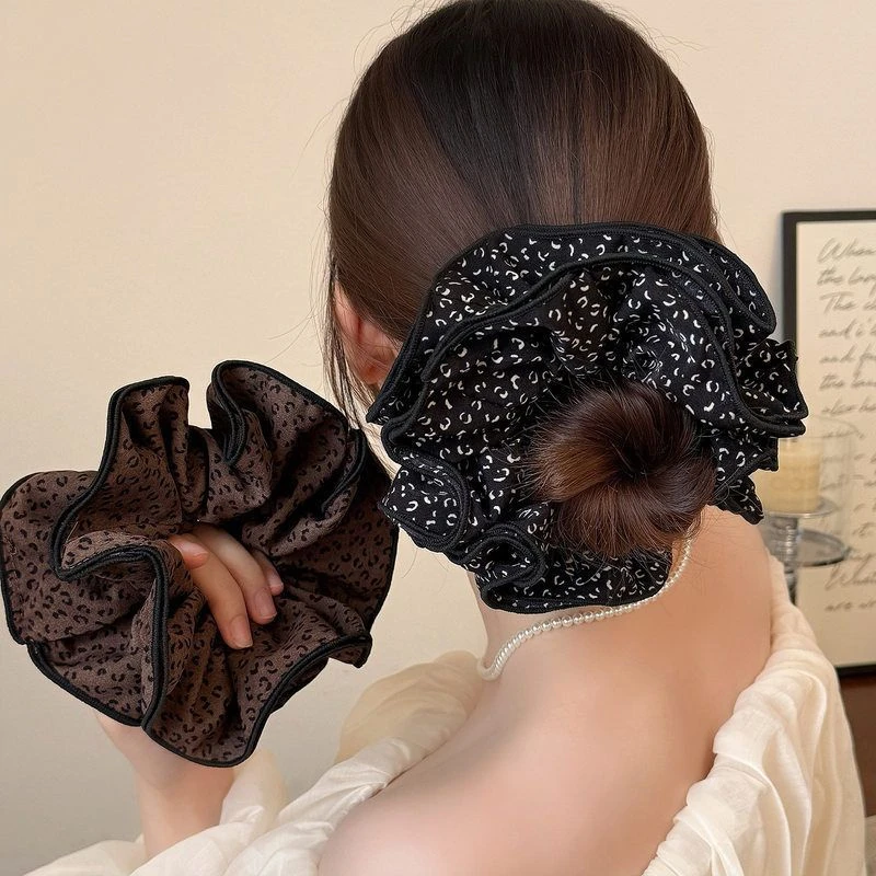 美拉德秋季深色系四层大肠发圈锁边丸子头花发绳时尚百搭头绳发饰