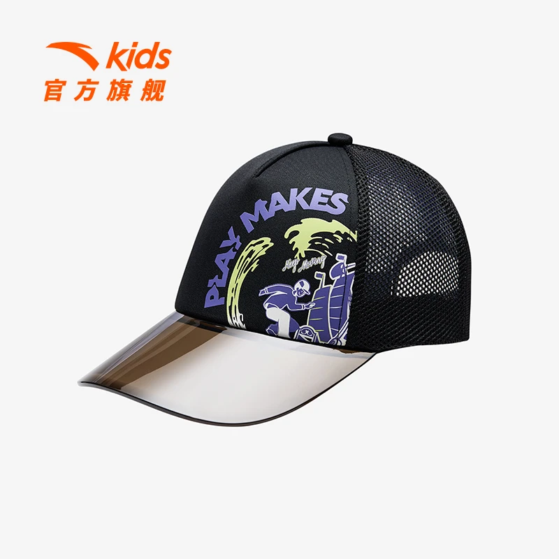 安踏儿童男大童卡车司机帽2025夏季新款透气棒球帽青少年防晒帽子