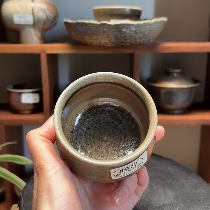 杯#977柴烧裸烧玉化茶杯黑彩