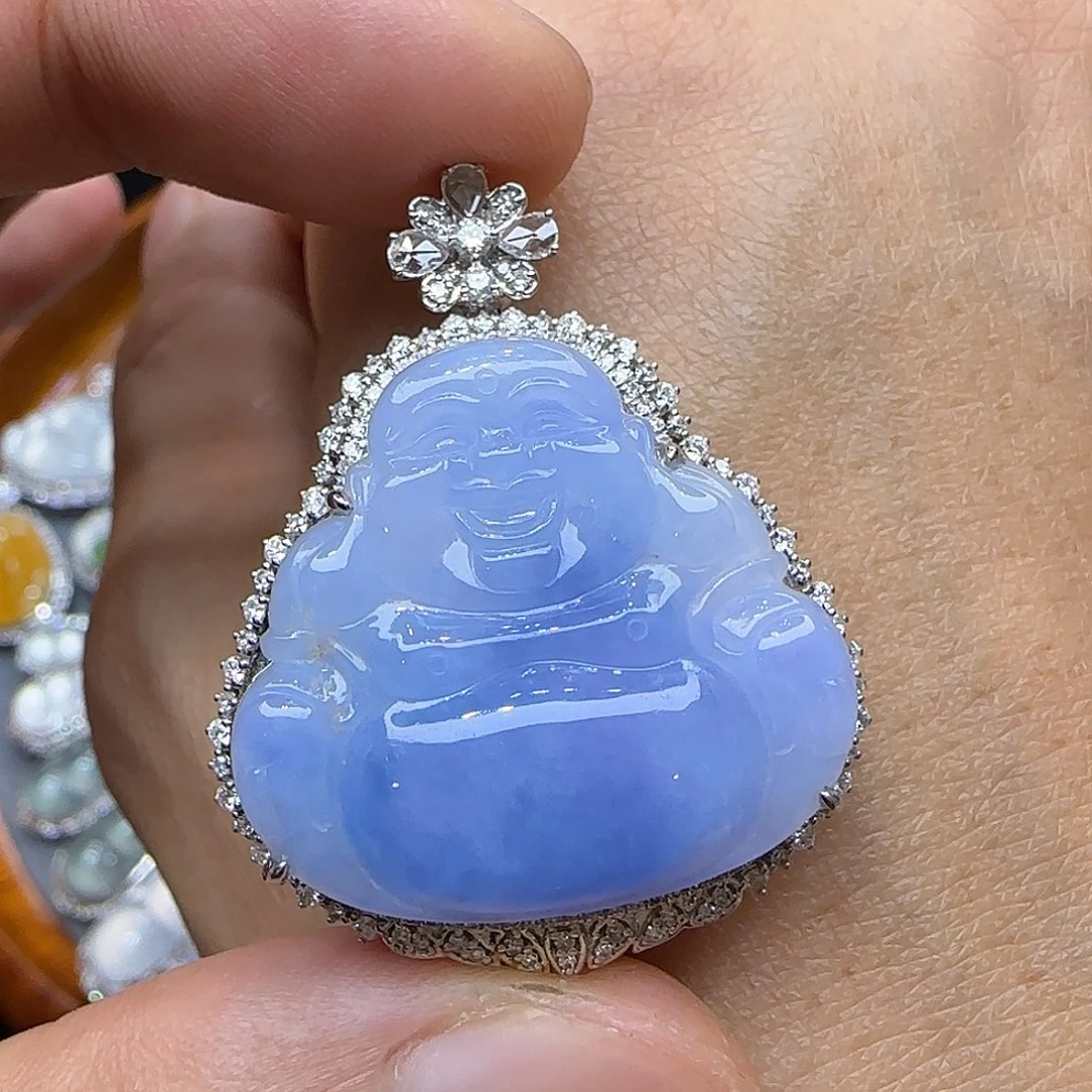 颈饰18K金镶嵌翡翠天然翡翠